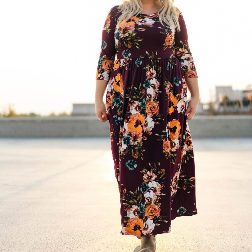 Taralynn wine maxi dress